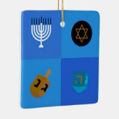 Happy Hanukkah Menorah en Dreidels Keramisch Ornament (Rechts)