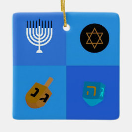 Happy Hanukkah Menorah en Dreidels Keramisch Ornament