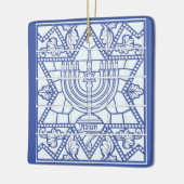 Happy Hanukkah Menorah en Star van David Keramisch Ornament (Links)