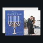 Happy Hanukkah Menorah Feestdagenkaart<br><div class="desc">Happy Hanukkah Menorah ontwerp foto vakantie kaart</div>
