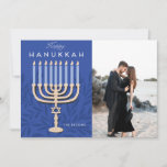 Happy Hanukkah Menorah Feestdagenkaart<br><div class="desc">Happy Hanukkah Menorah ontwerp foto vakantie kaart</div>