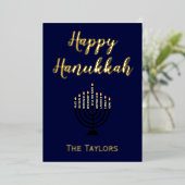 Happy Hanukkah Menorah Folie Feestdagenkaart (Staand Voorkant)