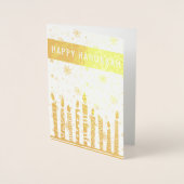 Happy Hanukkah Menorah Folie Kaarten (Voorkant)