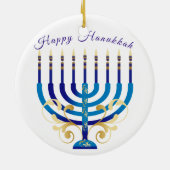 Happy Hanukkah menorah gele goudkaarsen Keramisch Ornament (Achterkant)