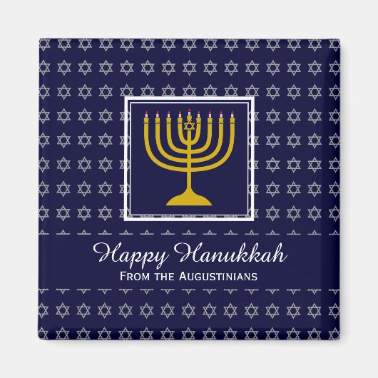 HAPPY HANUKKAH Menorah gepersonaliseerde blauwe ko Magneet (Voorkant)