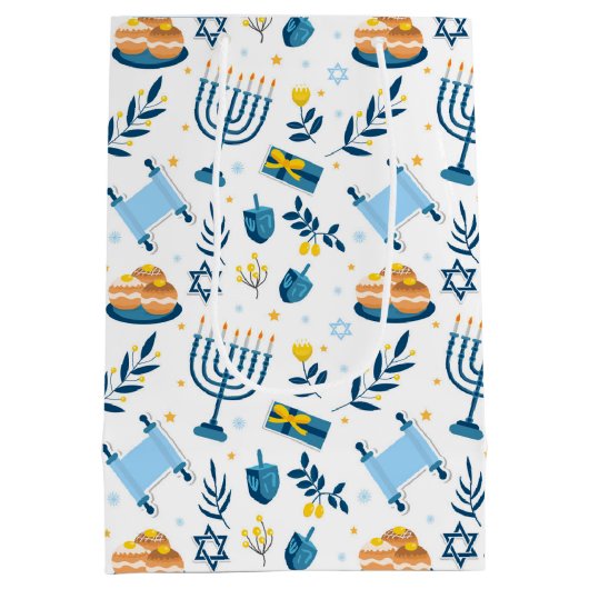 Happy Hanukkah Menorah Gift Bag Medium Cadeauzakje (Achterkant)