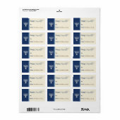 Happy Hanukkah Menorah Gift Label (donkerblauw) (Full Sheet)