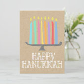 Happy Hanukkah menorah gift label Feestdagenkaart (Staand voorkant)