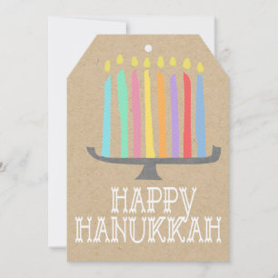 Happy Hanukkah menorah gift label Feestdagenkaart