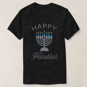 Happy Hanukkah Menorah Glitter T-Shirt