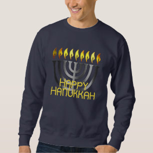 Happy Hanukkah Menorah Grey Trui