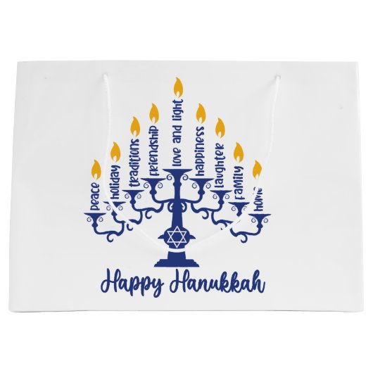 Happy Hanukkah Menorah Groot Cadeauzakje (Voorkant)