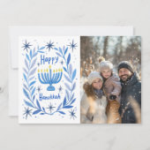 Happy Hanukkah Menorah Hand getrokken CUSTOM FOTO Feestdagenkaart (Voorkant)