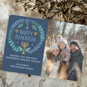 Happy Hanukkah Menorah Hand getrokken CUSTOM FOTO Feestdagenkaart