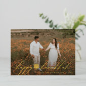 Happy Hanukkah Menorah Hanukkiah Photo Folie Feestdagenkaart (Staand Voorkant)