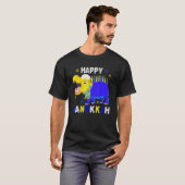 Happy Hanukkah Menorah Hippo die joods Pet draagt T-shirt (Voorkant volledig)