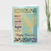 Happy Hanukkah Menorah Jewish Feestdagen Kaart (Voorkant)