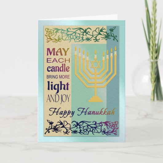 Happy Hanukkah Menorah Jewish Feestdagen Kaart (Voorkant)