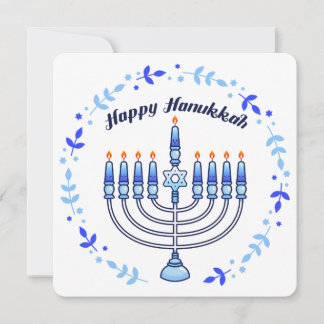 Happy Hanukkah Menorah Jewish Jew Cute Candles Feestdagenkaart