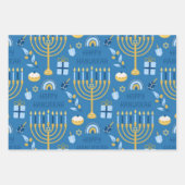 Happy Hanukkah Menorah Jewish Star Candles Inpakpapier Vel (Voorkant 3)
