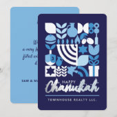 Happy Hanukkah Menorah Jewish Stars Dreidel Holid Feestdagenkaart (Voorkant / Achterkant)