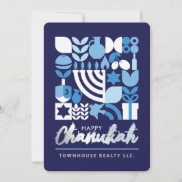 Happy Hanukkah Menorah Jewish Stars Dreidel Holid Feestdagenkaart