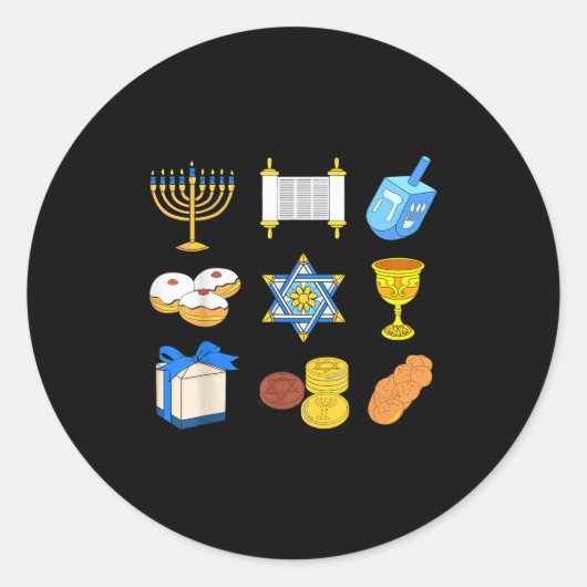 Happy Hanukkah Menorah Jewish Xmas Chanukah Family Ronde Sticker (Voorkant)