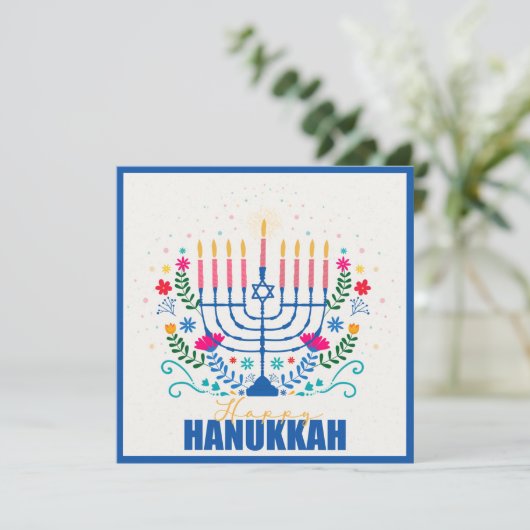 Happy Hanukkah Menorah Kaart (Staand voorkant)