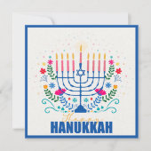 Happy Hanukkah Menorah Kaart (Voorkant)