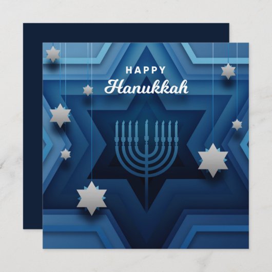 Happy Hanukkah Menorah Kaart (Voorkant / Achterkant)