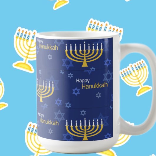 Happy Hanukkah Menorah Koffiemok