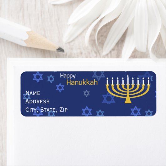 Happy Hanukkah Menorah Label (Insitu)