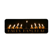 Happy Hanukkah Menorah Light Nine Burning Candles Etiket (Voorkant)