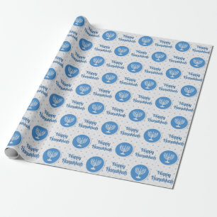Happy Hanukkah Menorah over Polka Dots Cadeaupapier