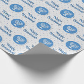 Happy Hanukkah Menorah over Polka Dots Cadeaupapier (Hoek)