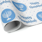 Happy Hanukkah Menorah over Polka Dots Cadeaupapier (Rol Hoek)