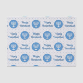 Happy Hanukkah Menorah over Polka Dots Tissuepapier