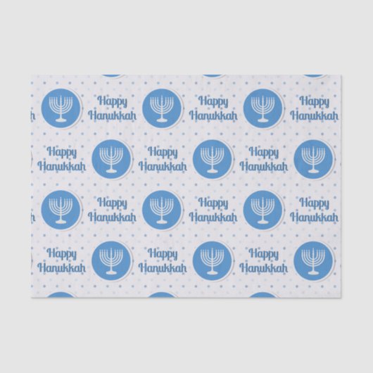 Happy Hanukkah Menorah over Polka Dots Tissuepapier (Voorkant)