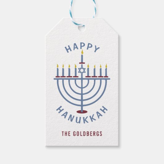 Happy Hanukkah Menorah Party Custom Cadeaulabel (Voorkant)
