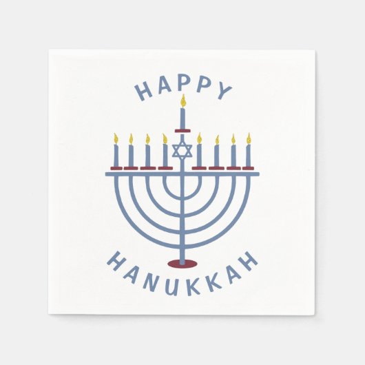 Happy Hanukkah Menorah Party Paper Servet (Voorkant)