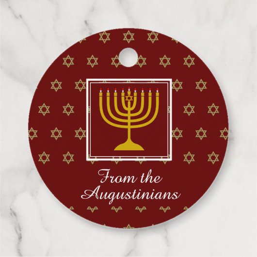 HAPPY HANUKKAH Menorah Personalized Red Bedankjes Labels (Achterkant)