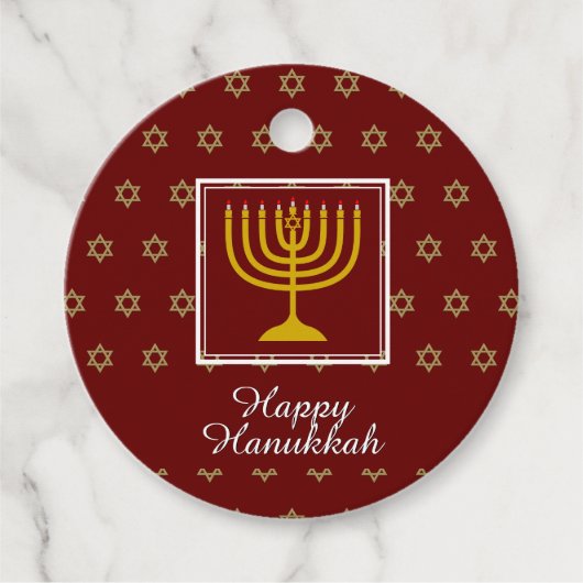 HAPPY HANUKKAH Menorah Personalized Red Bedankjes Labels (Voorkant)