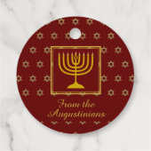 HAPPY HANUKKAH Menorah Personalized Red Bedankjes Labels (Achterkant)