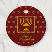 HAPPY HANUKKAH Menorah Personalized Red Bedankjes Labels (Voorkant)