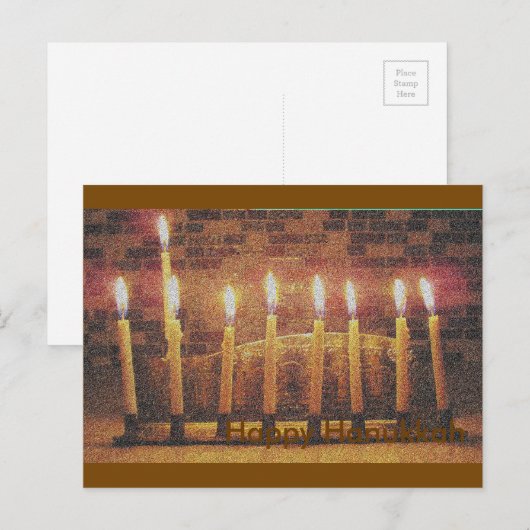 Happy Hanukkah Menorah Post Kaart (Voorkant / Achterkant)