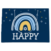 Happy Hanukkah Menorah Rainbow Groot Cadeauzakje (Voorkant)