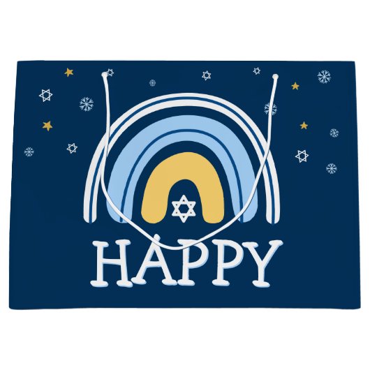 Happy Hanukkah Menorah Rainbow Groot Cadeauzakje (Voorkant)