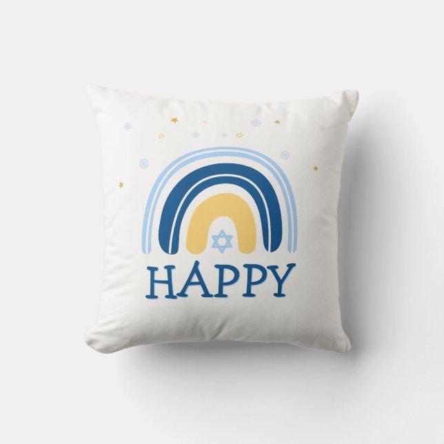 Happy Hanukkah Menorah Rainbow Sierkussen (Voorkant)