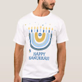 Happy Hanukkah Menorah Rainbow T-Shirt (Voorkant)