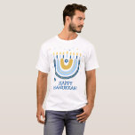 Happy Hanukkah Menorah Rainbow T-Shirt<br><div class="desc">Onze Rainbow Menorah Hanukkah Greeting T-Shirt heeft een populair Rainbow-ontwerp dat omtoverde tot een vrolijke Hanukkah/Chanoekah-menorah. Met een sproeier van joodse sterren van David is dit moderne ontwerp een coole, leuke manier om familie en vrienden een Happy Hanukkah te wensen, waar je ook gaat. De tekst kan worden gepersonaliseerd/worden veranderd....</div>